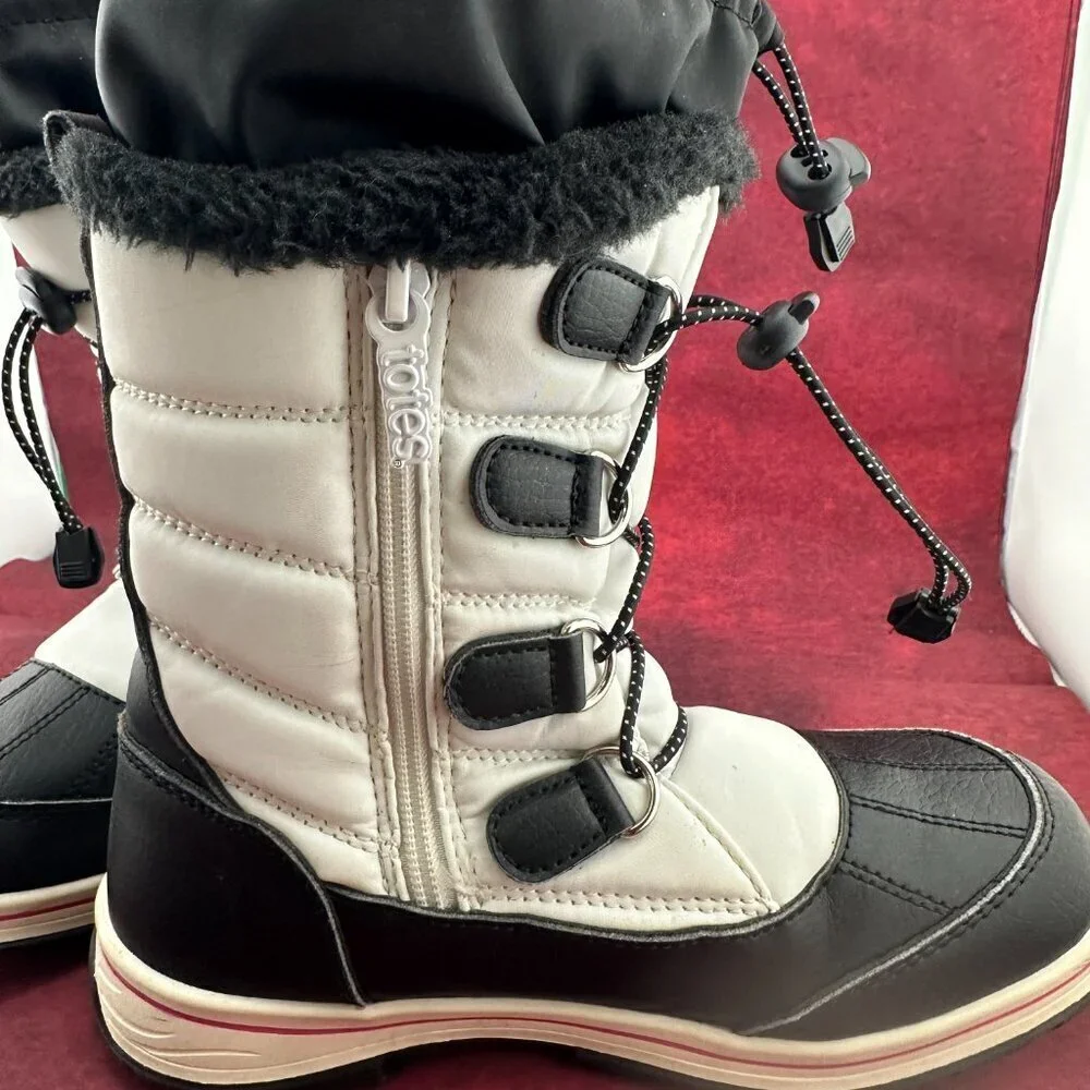 TOTES ALPINE MACKENZIE KIDS GIRLS WINTER BOOTS WHITE & BLACK THERMOLITE SIZE 4M